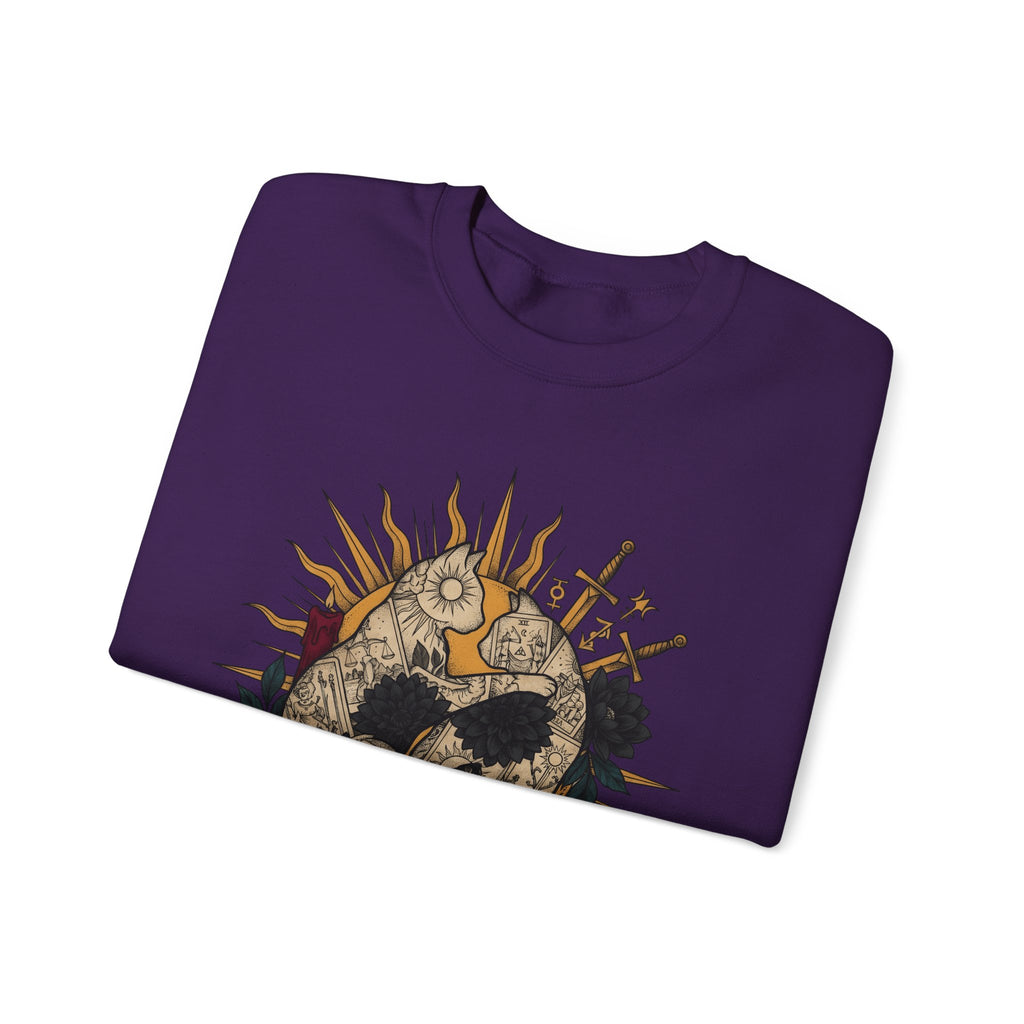 Oracle Cat Sweatshirt Cat Magic Gift Women Ink Sweatshirt Kitty Cat Sweatshirt Feline Fan Tattoo Sweatshirt Mystical Graphic Classic Dark Blossoms Sweatshirt