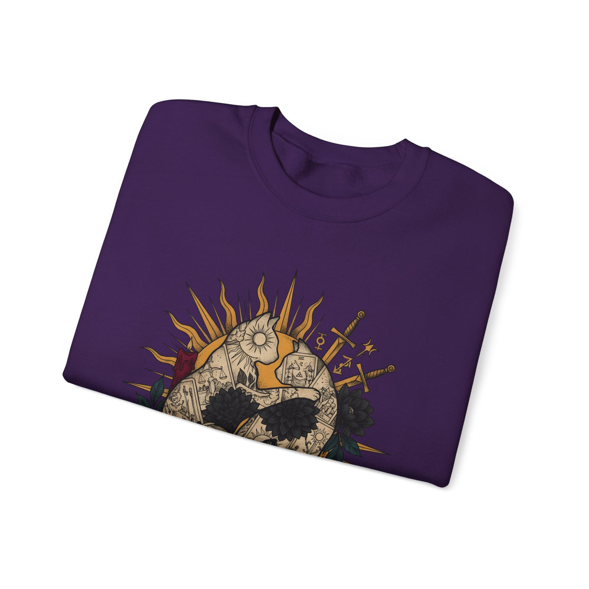 Oracle Cat Sweatshirt Cat Magic Gift Women Ink Sweatshirt Kitty Cat Sweatshirt Feline Fan Tattoo Sweatshirt Mystical Graphic Classic Dark Blossoms Sweatshirt