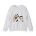 Cartoon Pizza Chase Sweatshirt Funny Meal Gift Women Hand Drawn Sweatshirt Pizza Sweatshirt Humor Fan Doodle Graphic Sweatshirt Line Art Pizza Piece Sweatshirt