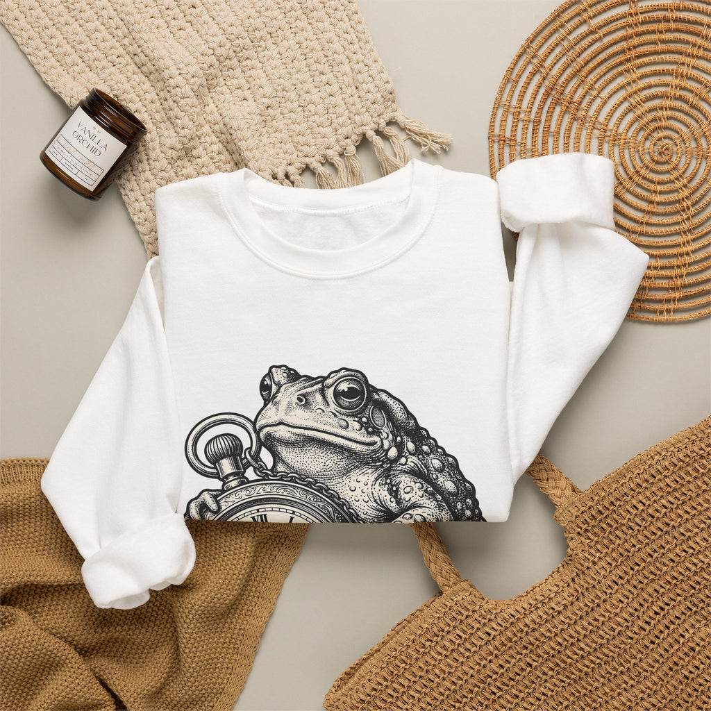 Toad Pocket Watch Sweatshirt Funny Animal Gift Women Vintage Sweatshirt Pocket Watch Sweatshirt Humor Fan Retro Sweatshirt Wildlife Graphic Hand Drawn Chain