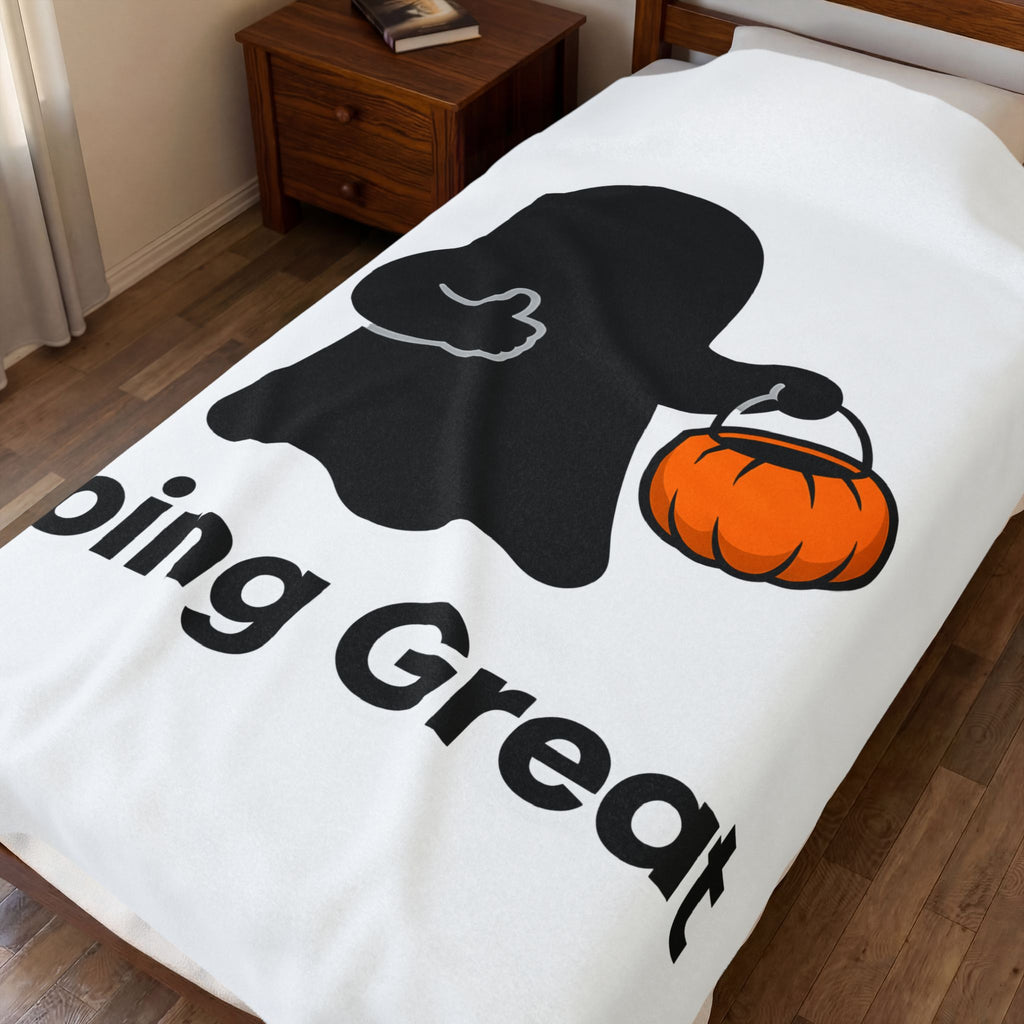 Ghost Halloween Satire Gift Specter Horror Fan Spooky Parody Plain Halloween Blanket
