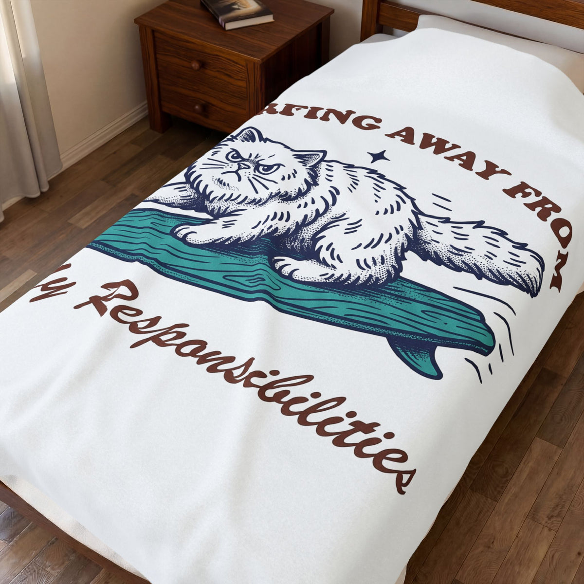 Persian Kitten Surfing Blanket Cat Comedy Gift Women Retro Blanket Kitten Blanket Cat Fan Vintage Blanket Humor Graphic Sketch Surfboard Blanket