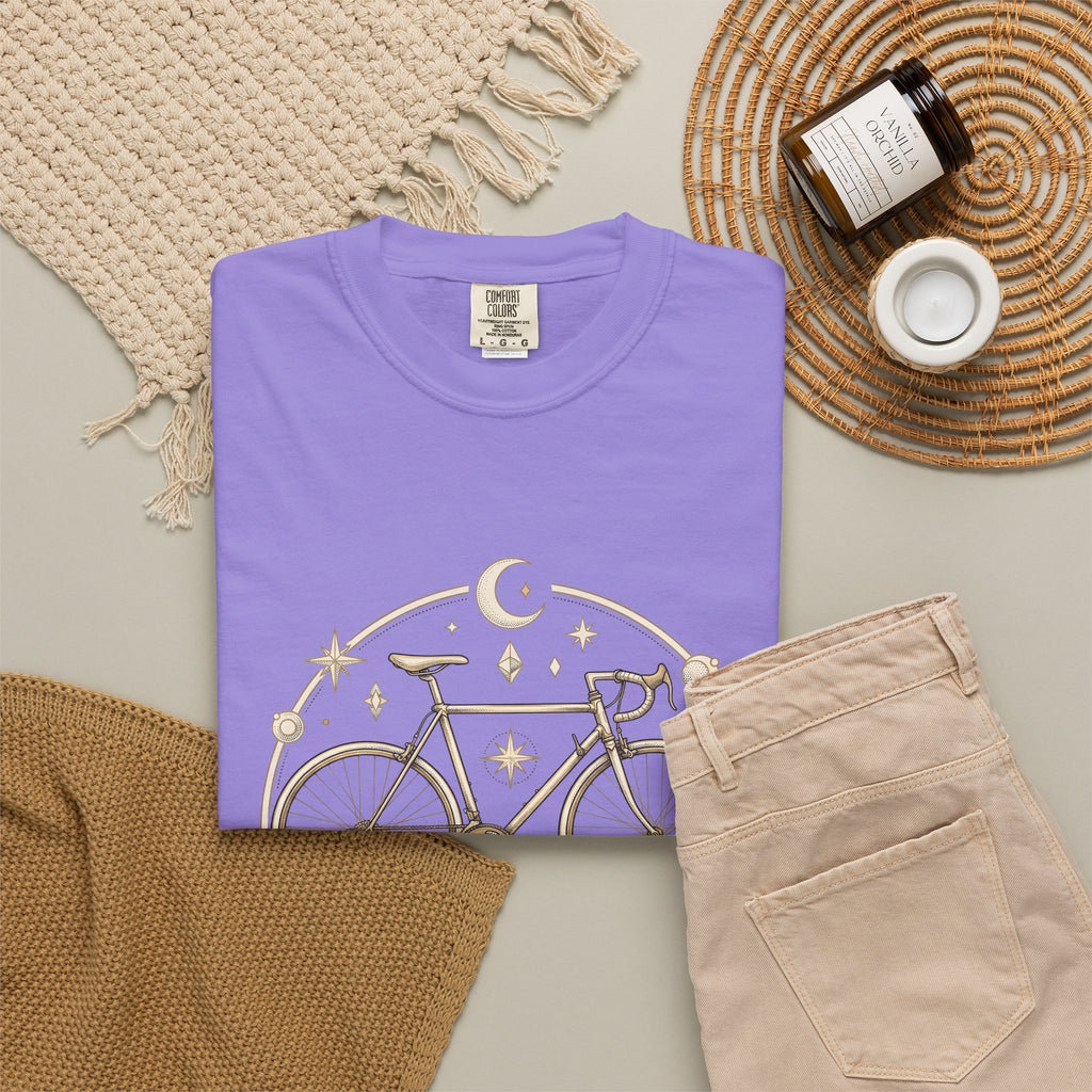 Racing Bike T-Shirt Cycling Hiking Gift Women Hippie T-Shirt Bicycle T-Shirt Cyclist Enthusiast Bohemian T-Shirt Trekker Graphic Retro Star Signs