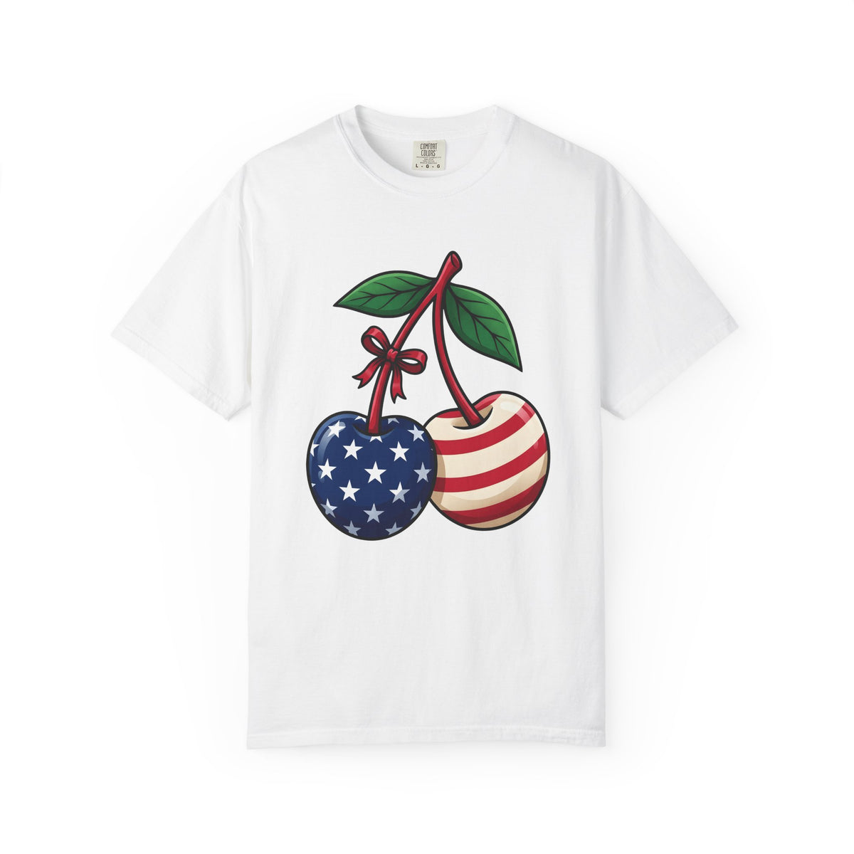 American Cherries 4Th Of July Beach Gift Comic Cherry Independence Day Fan Cartoon Coastal T-Shirt