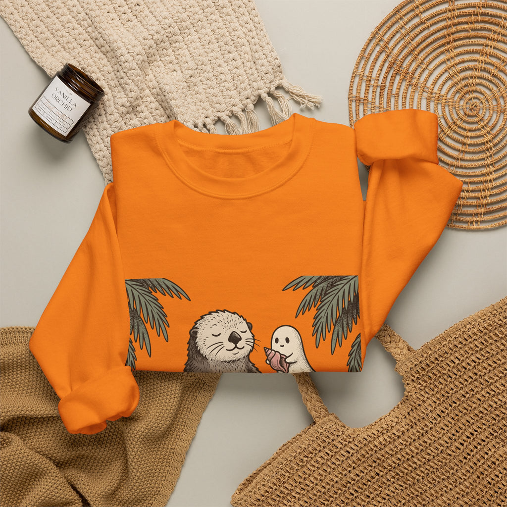 Otter Wave Sweatshirt Sports Seaside Gift Women Playful Sweatshirt Otter Sweatshirt Athlete Fan Cartoon Sweatshirt Coastal Graphic Old School Apparition Sweatshirt
