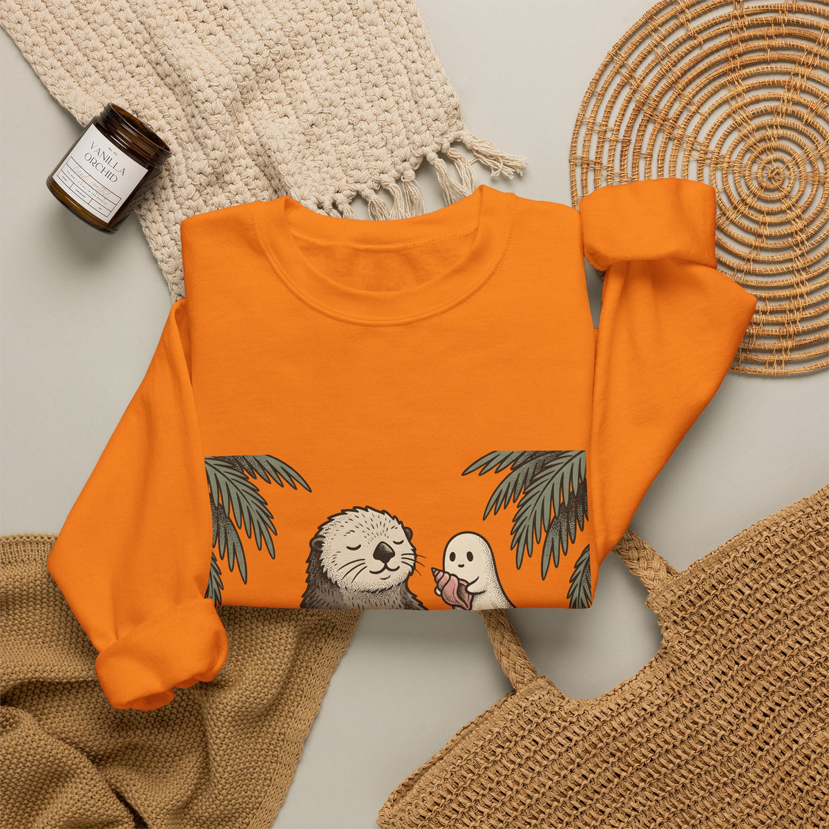 Otter Wave Sweatshirt Sports Seaside Gift Women Playful Sweatshirt Otter Sweatshirt Athlete Fan Cartoon Sweatshirt Coastal Graphic Old School Apparition Sweatshirt