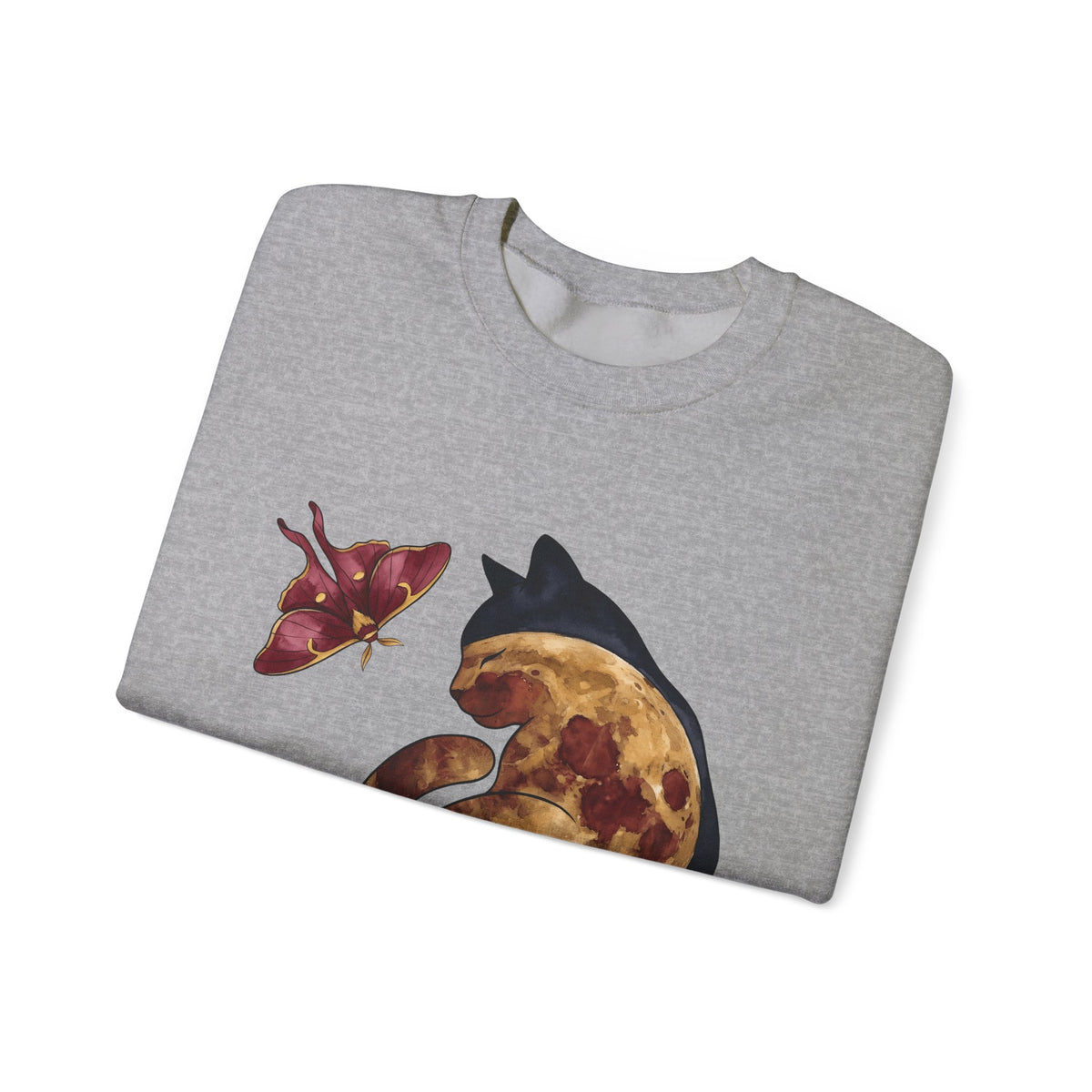 Night Cat Sweatshirt Cat Cosmos Gift Women Paint Sweatshirt Kitty Sweatshirt Cat Fan Artistic Sweatshirt Universe Graphic Galaxy Moth Sweatshirt
