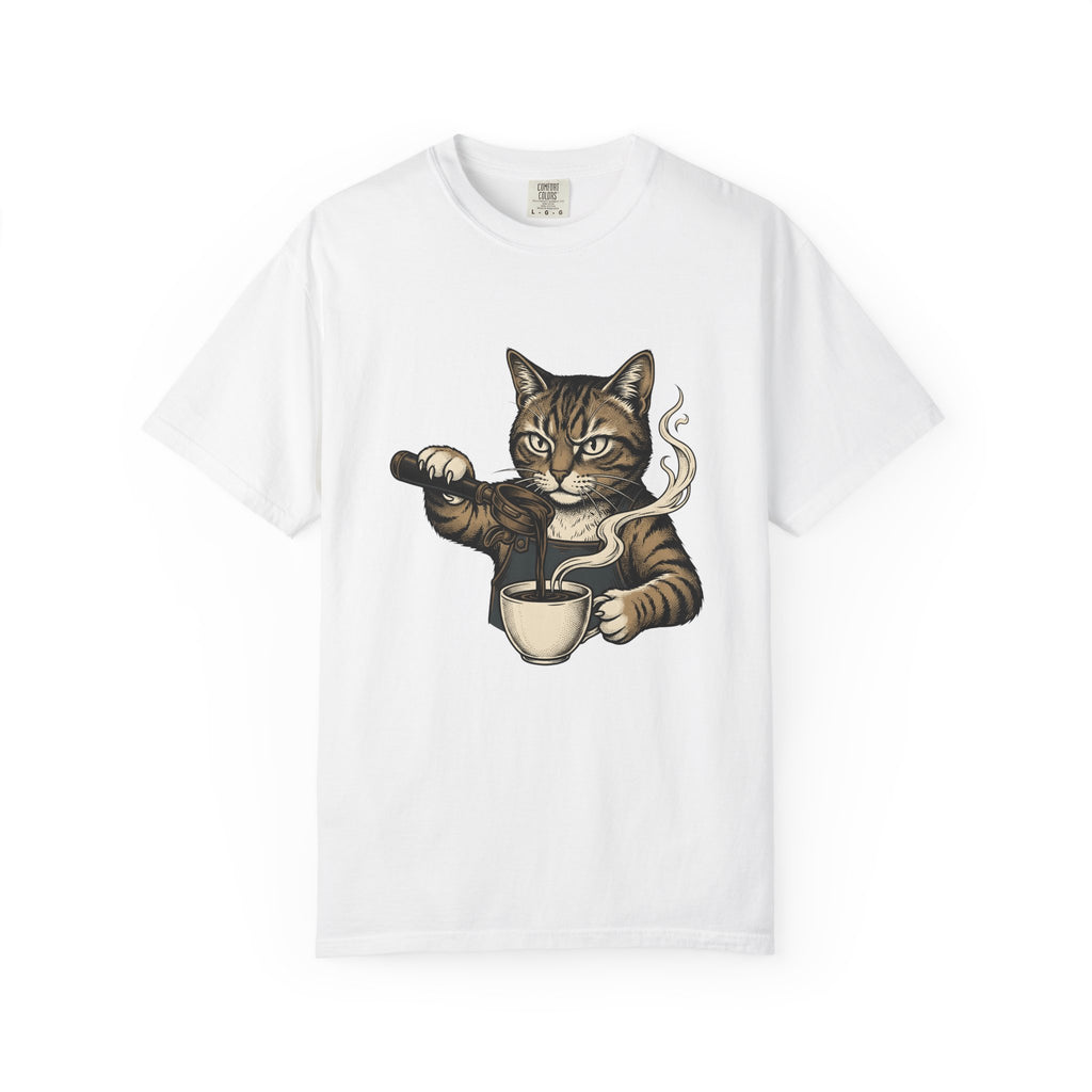 Coffee Cat T-Shirt Cat Espresso Gift Women Retro T-Shirt Kitty Cat T-Shirt Cat Fan Fifties T-Shirt Cappuccino Graphic Sketch Latte T-Shirt T-Shirt