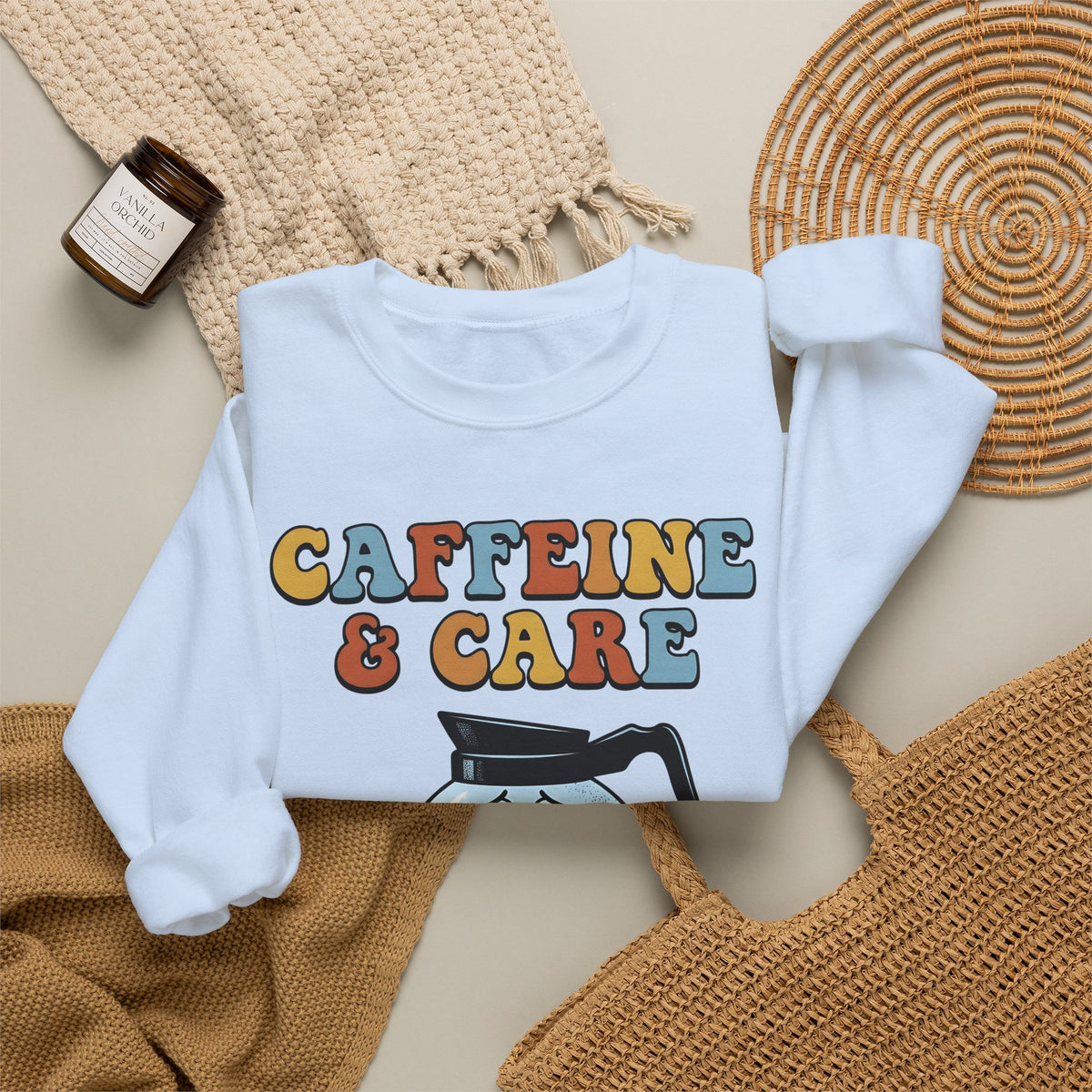 Coffee Pot Character Sweatshirt Nurses Coffee Gift Women Cartoon Sweatshirt Coffee Maker Sweatshirt Nurse Fan Cartoony Sweatshirt Caffeine Graphic Retro