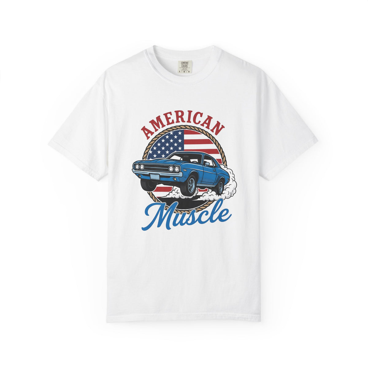 Muscle Car T-Shirt America Automotive Gift Women Vintage T-Shirt Hot Rod T-Shirt Patriot Enthusiast Classic T-Shirt Car Graphic Retro American Flag