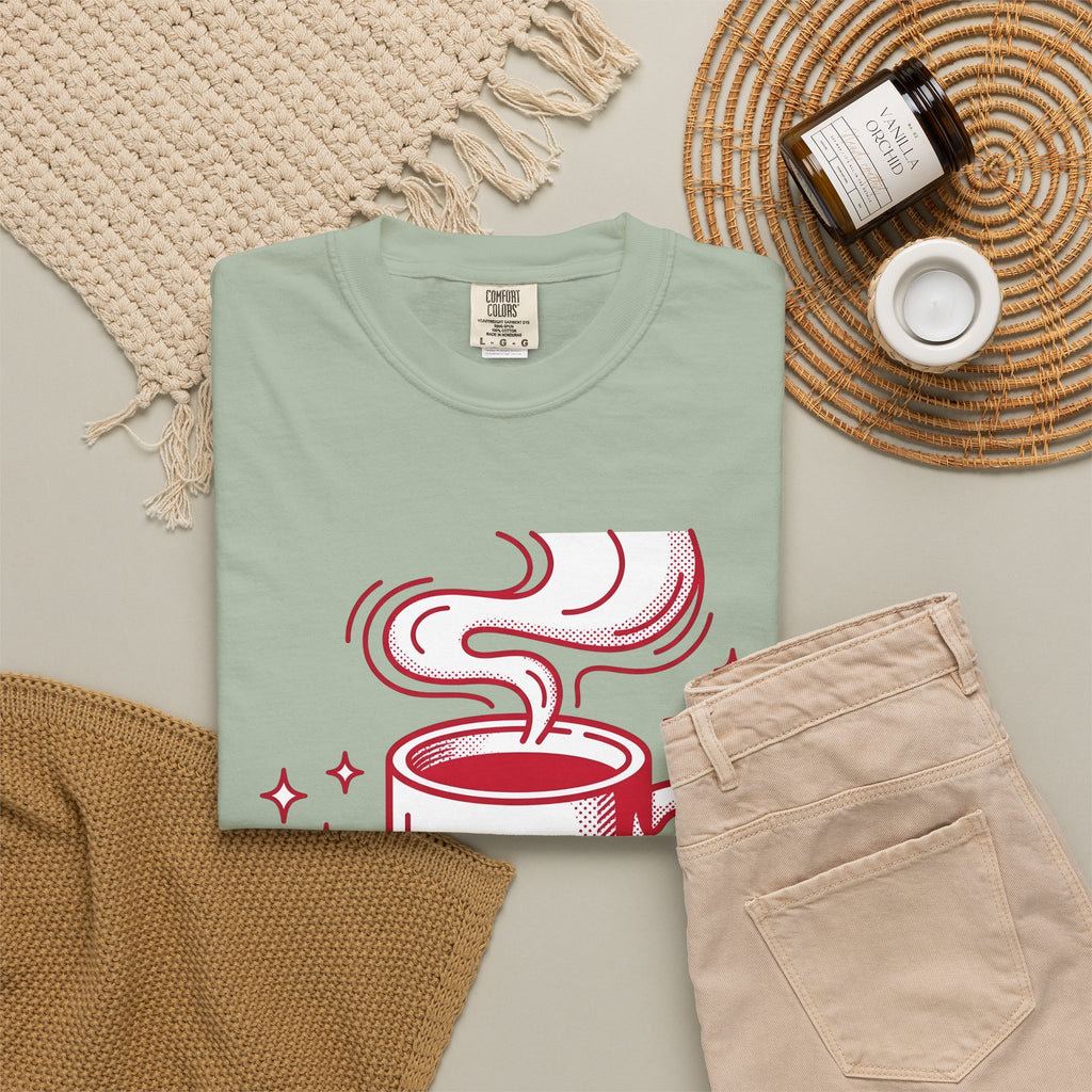 Coffee Cup T-Shirt St. Valentine's Day Coffee Gift Women Pop Art T-Shirt T-Shirt T-Shirt Valentine Fan Pop Art T-Shirt Coffee Design Retro Stars T-Shirt
