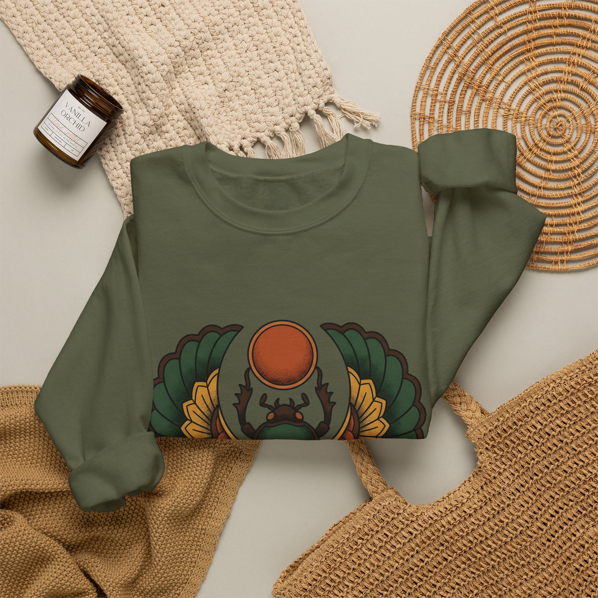 Beetle Bug Sweatshirt Boho Chic Chakra Gift Women Minimalist Sweatshirt Scarab Sweatshirt Bohemian Enthusiast Simple Sweatshirt Energy Graphic Hand Drawn Sun