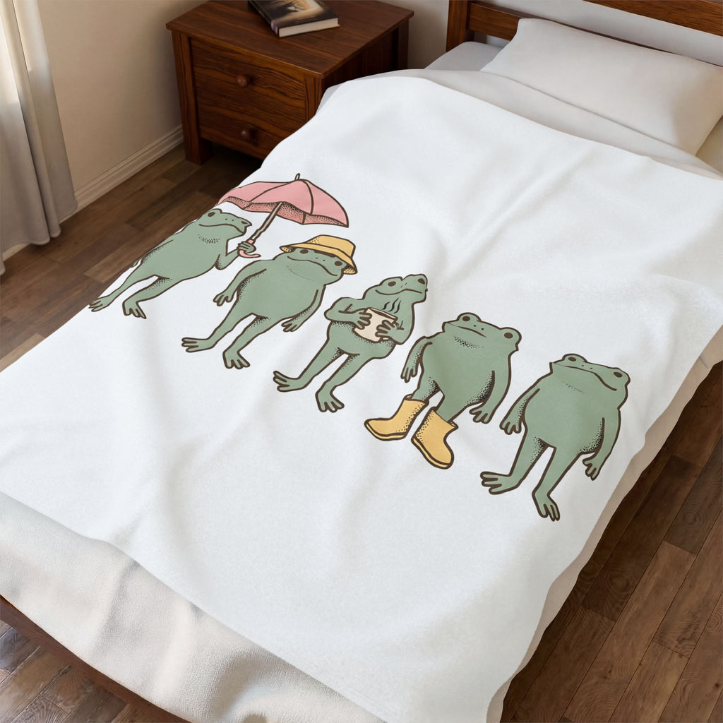Frog Group Blanket Funny Animal Gift Women Cartoon Blanket Toad Blanket Humor Fan Comic Blanket Wildlife Graphic Vintage Umbrella Blanket