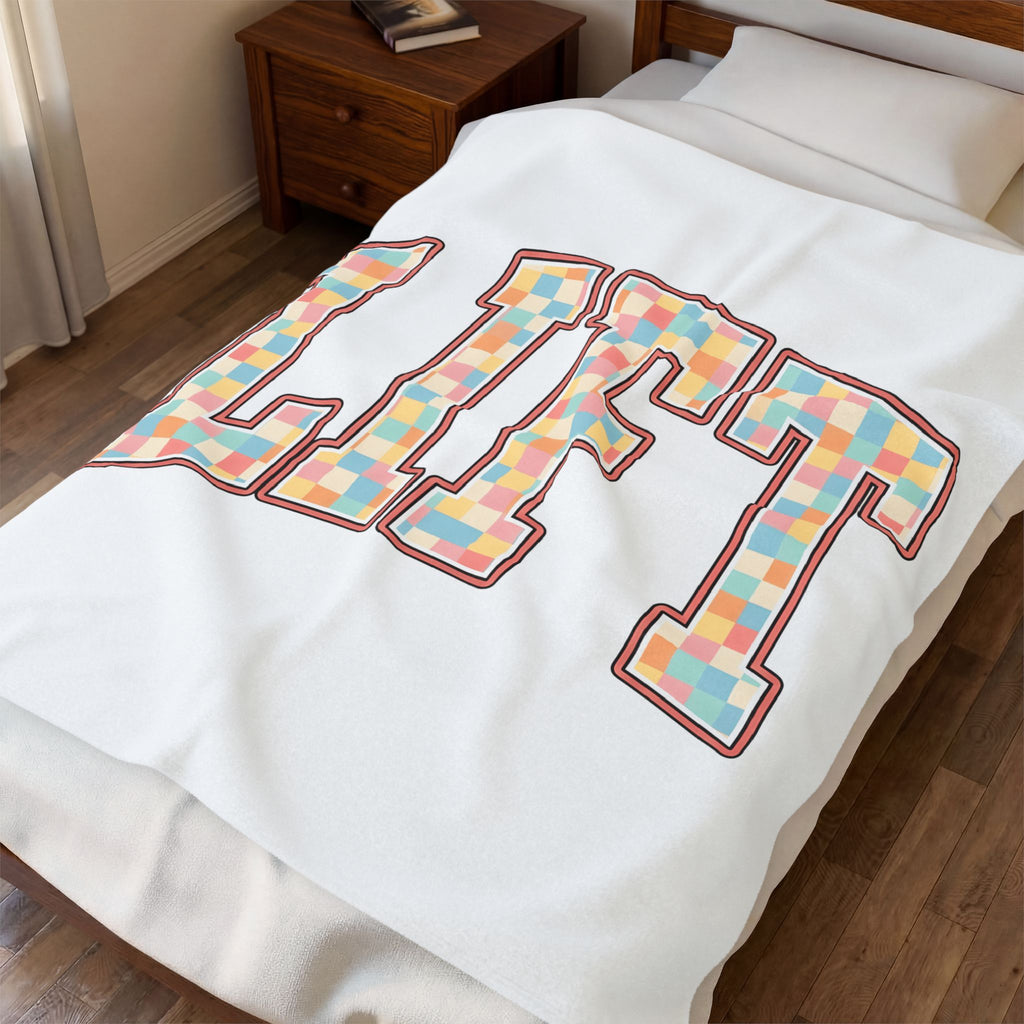 Chunky Block Text Blanket Sports Workout Gift Women Neon Blanket Typography Blanket Athlete Enthusiast Glowing Blanket Fitness Graphic Classic
