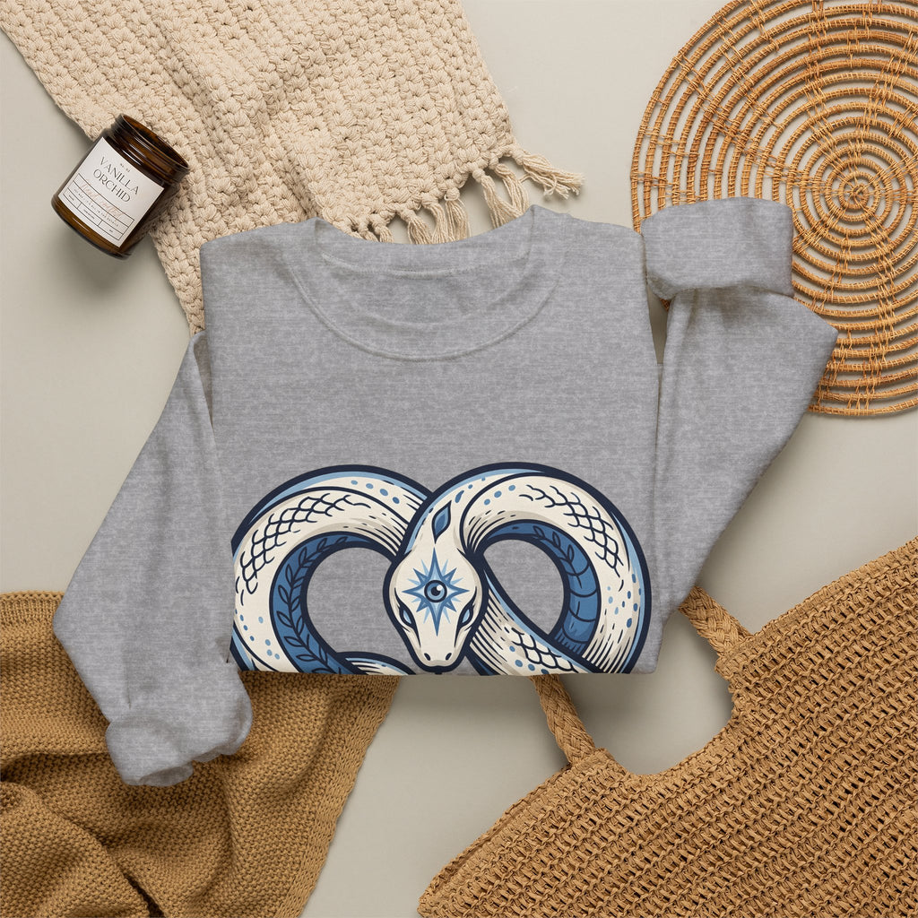 Magical Serpent Sweatshirt Boho Chic Mysticism Gift Women Primitive Sweatshirt Snake Sweatshirt Bohemian Fan Naive Sweatshirt Occult Graphic Body Art All