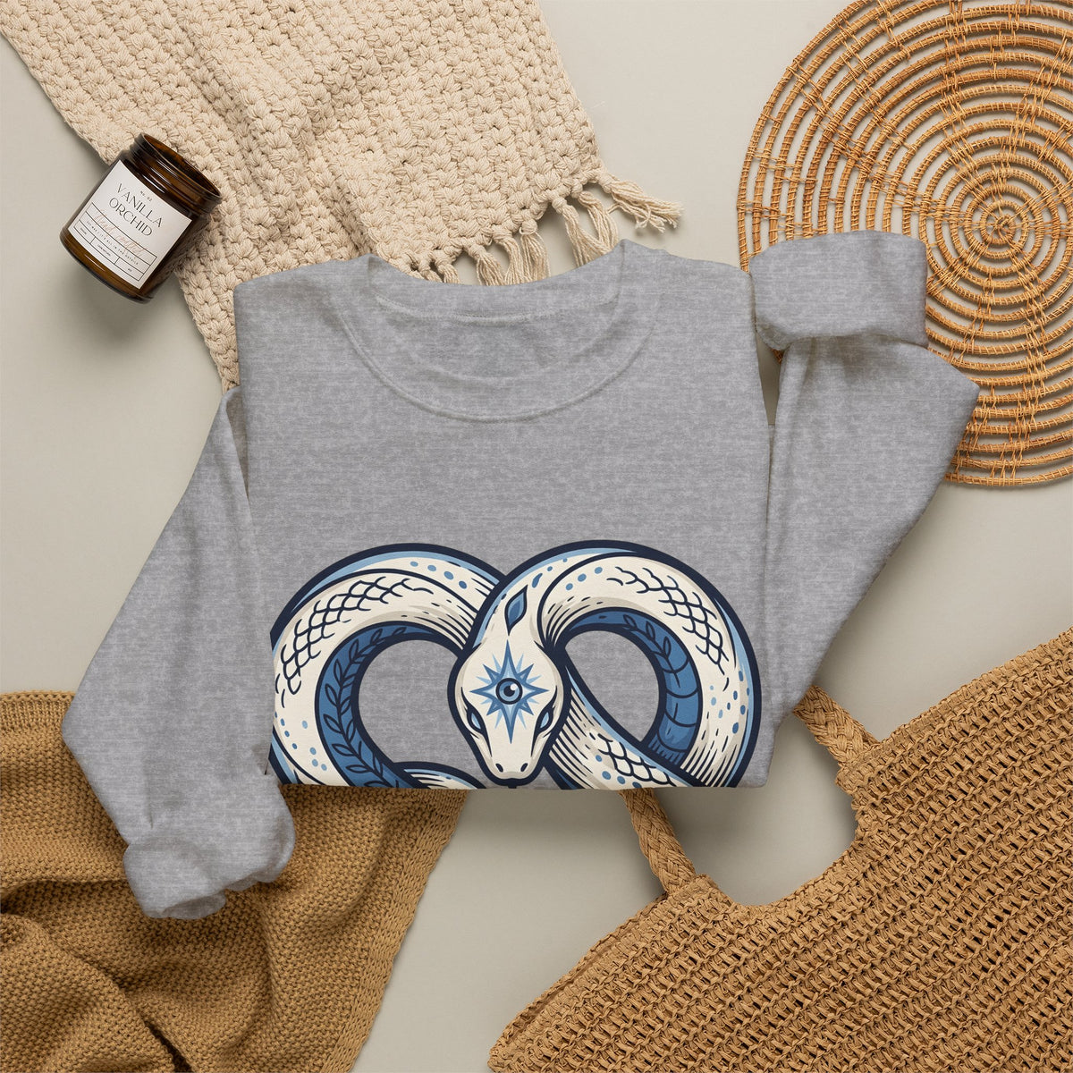 Magical Serpent Sweatshirt Boho Chic Mysticism Gift Women Primitive Sweatshirt Snake Sweatshirt Bohemian Fan Naive Sweatshirt Occult Graphic Body Art All