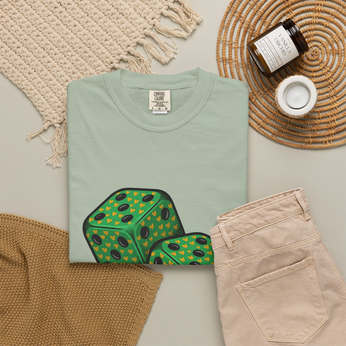 Green Dice T-Shirt St Patrick's Day Fortune Gift Women Vintage T-Shirt Dice T-Shirt Luck Enthusiast Retro T-Shirt Prosperity Graphic Retro Heart