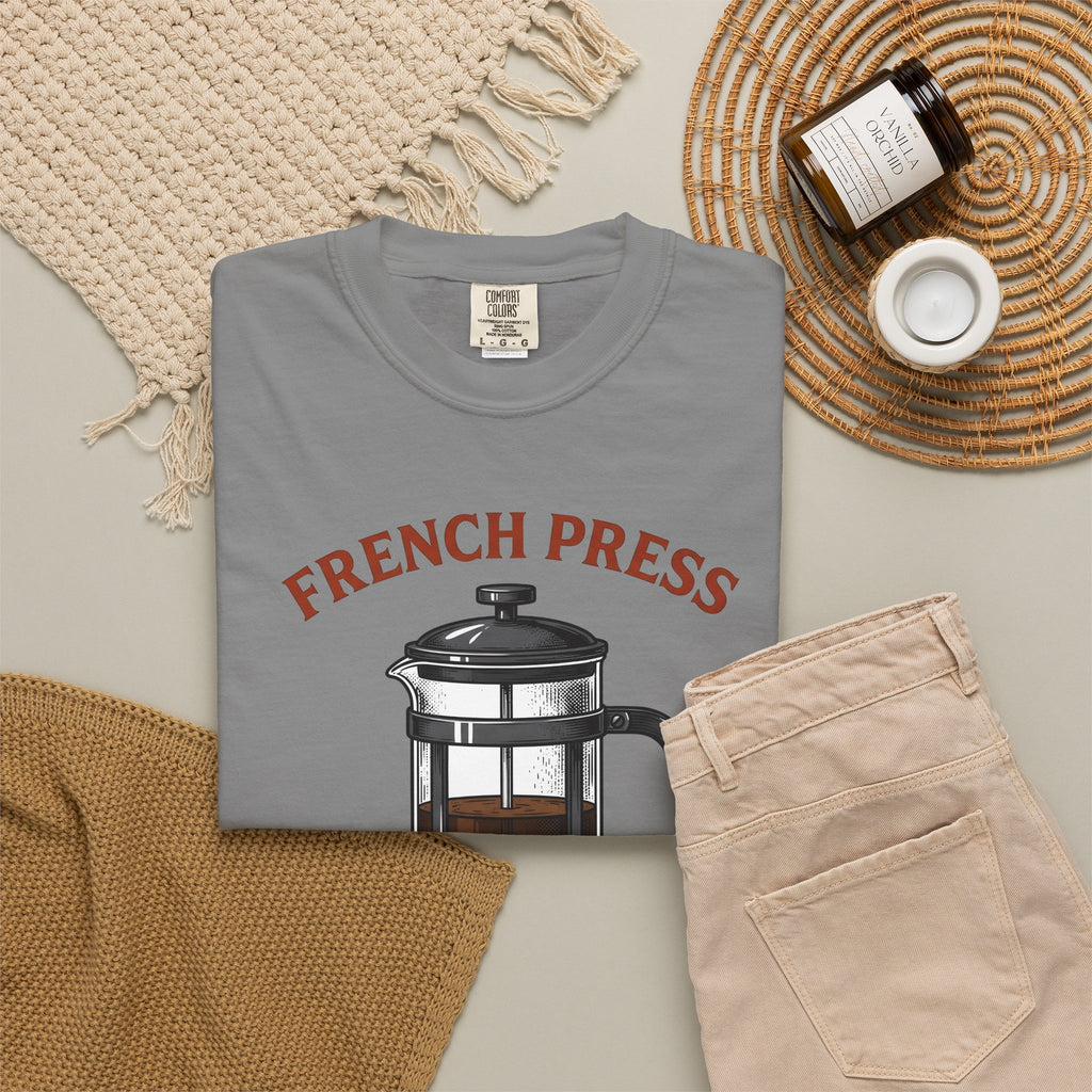 French Press T-Shirt Coffee Cafe Gift Women Sketch T-Shirt Cafetiere T-Shirt Coffee Fan Coffee Art T-Shirt Coffee Shop Graphic Cartoon Coffee T-Shirt