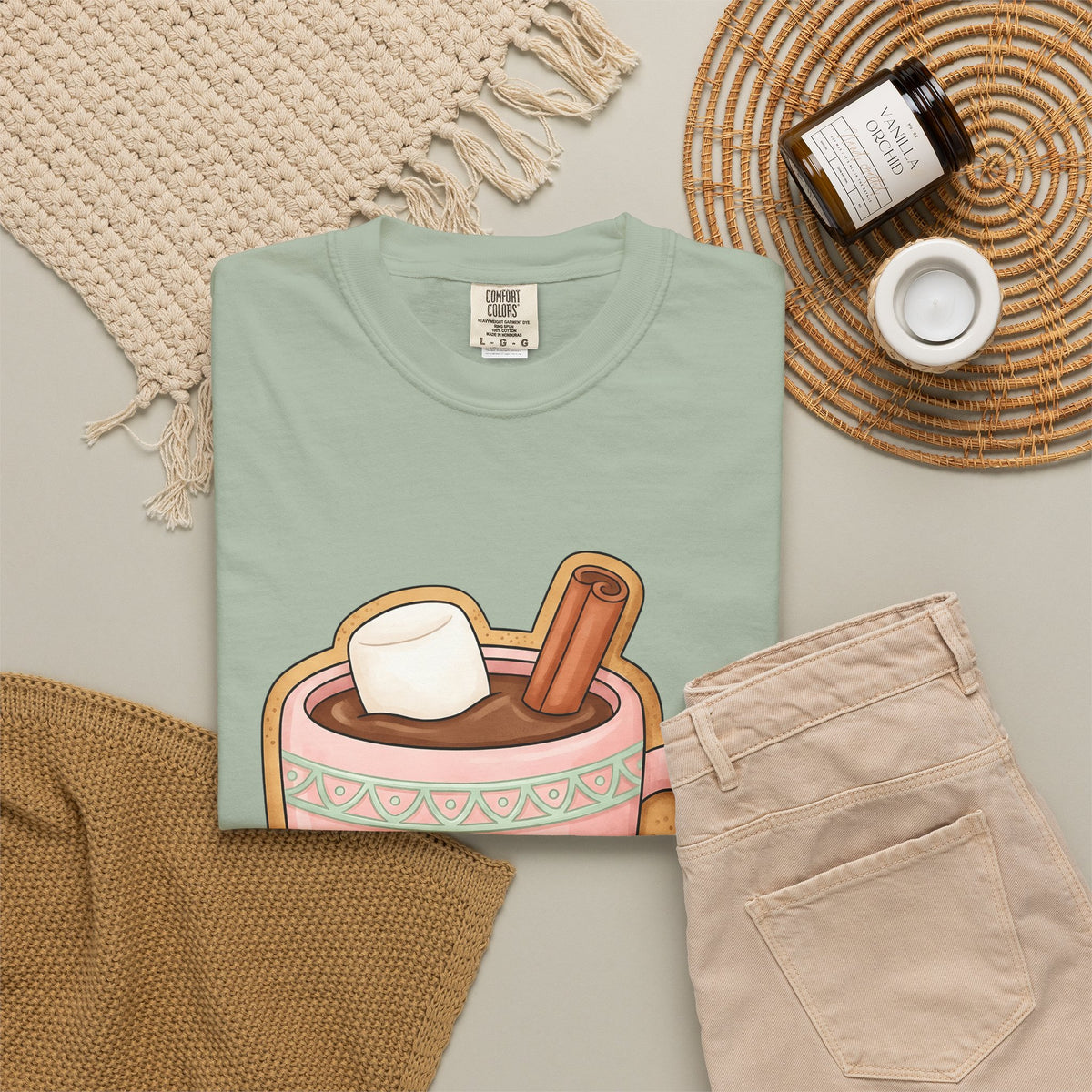 Cozy Hot Cocoa Christmas Comfort Gift Delightful Hot Chocolate Winter Fan Charming Cartoon T-Shirt