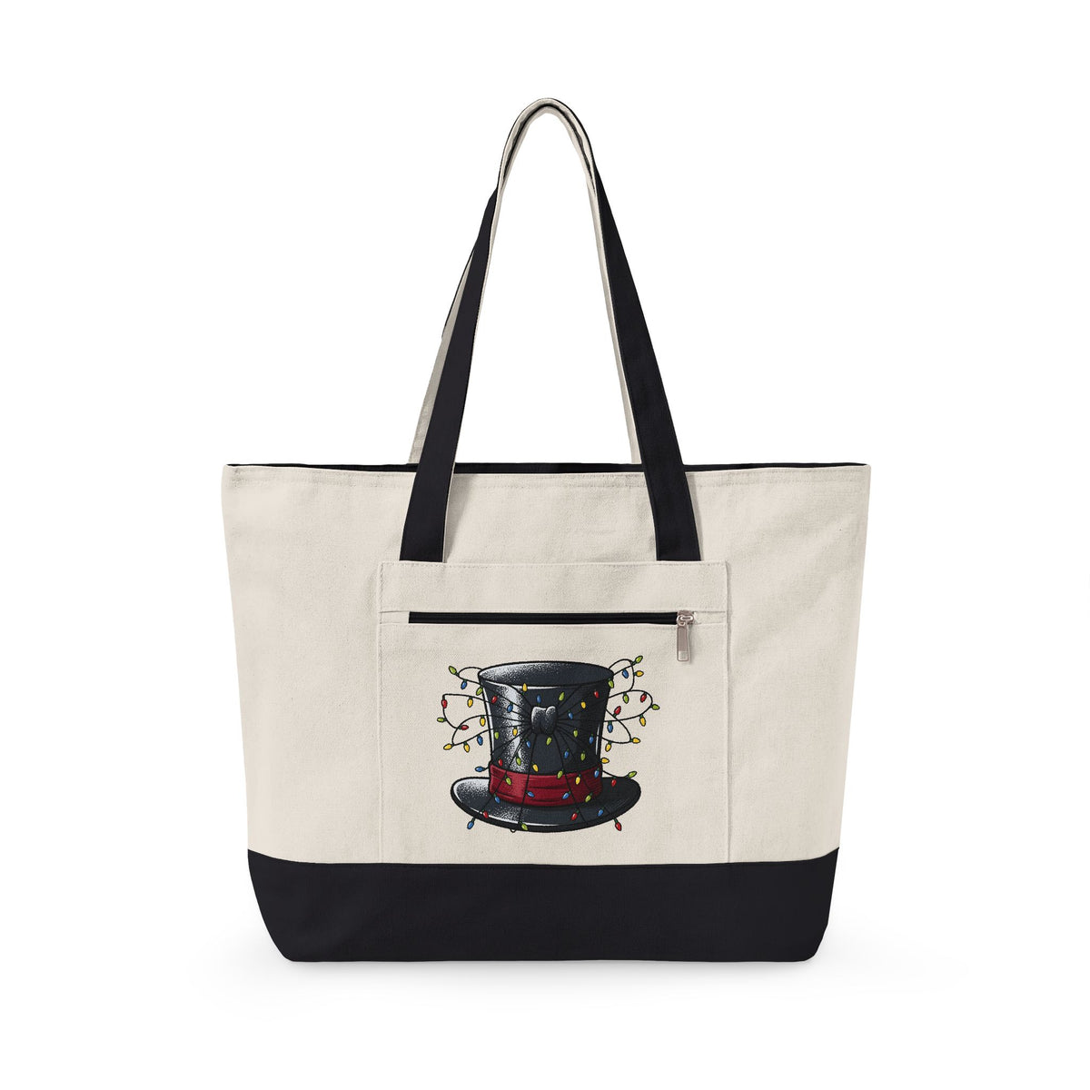 Top Hat Christmas Festive Gift Retro Topper Xmas Fan Vintage Holiday Line Bistro Lights Tote Bag