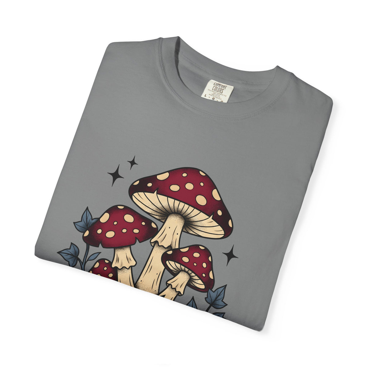 Toadstool Bunch T-Shirt Boho Chic Forest Gift Women Line Art T-Shirt Mushroom T-Shirt Bohemian Fan Minimalist T-Shirt Woods Graphic Rustic Creeper