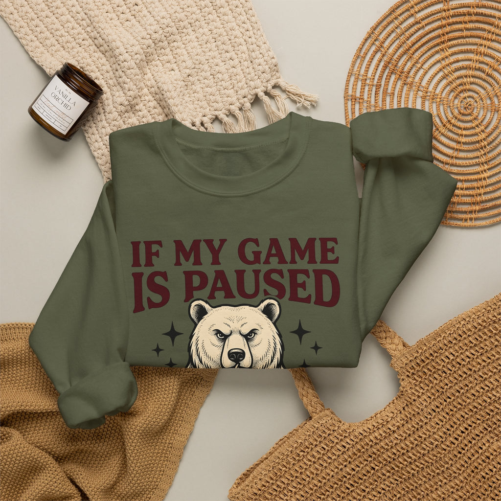 Gamer Bear Gaming Creature Gift Cartoon Teddy Gamer Fan Comic Creature Old School Controller Sweatshirt