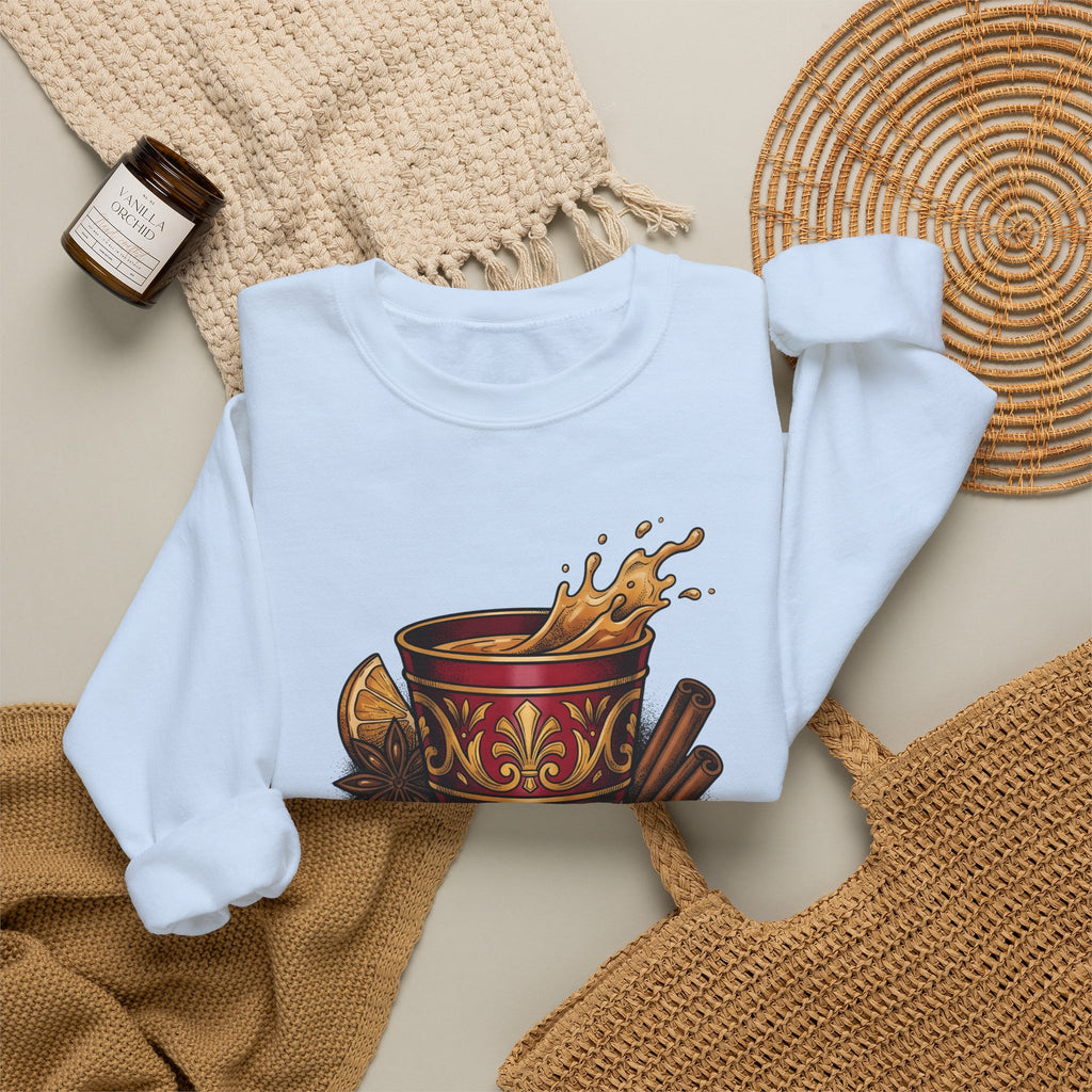 Hot Spiced Drink Holiday Yuletide Gift Farmhouse Mulled Wine Christmas Fan Rustic Winter Outline Sweatshirt