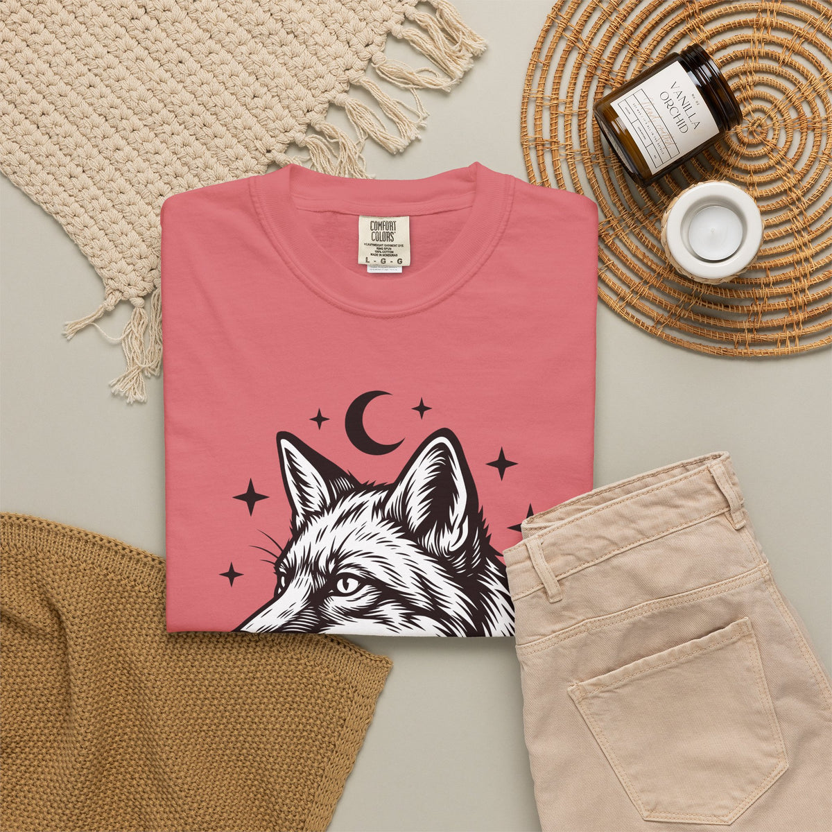 Wolf Portrait T-Shirt Boho Chic Fauna Gift Women Sketch T-Shirt Canine T-Shirt Bohemian Fan Drawing Design Graphic Creature Illustration Graphic