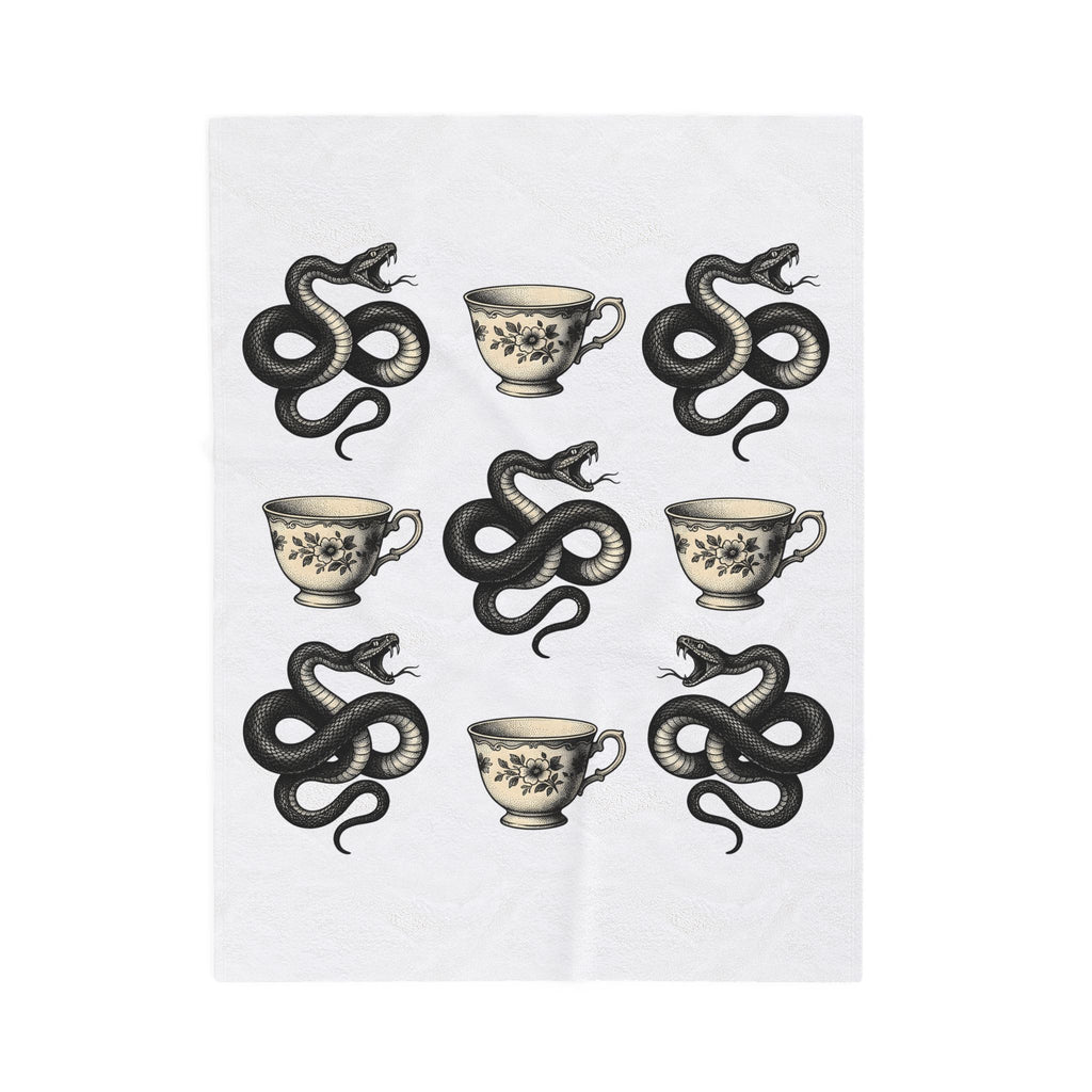 Serpent Tea Cup Blanket Boho Chic Magic Gift Women Retro Blanket Tea Cup Blanket Hippie Fan Vintage Blanket Mystical Graphic Dark Flower Blanket Blanket