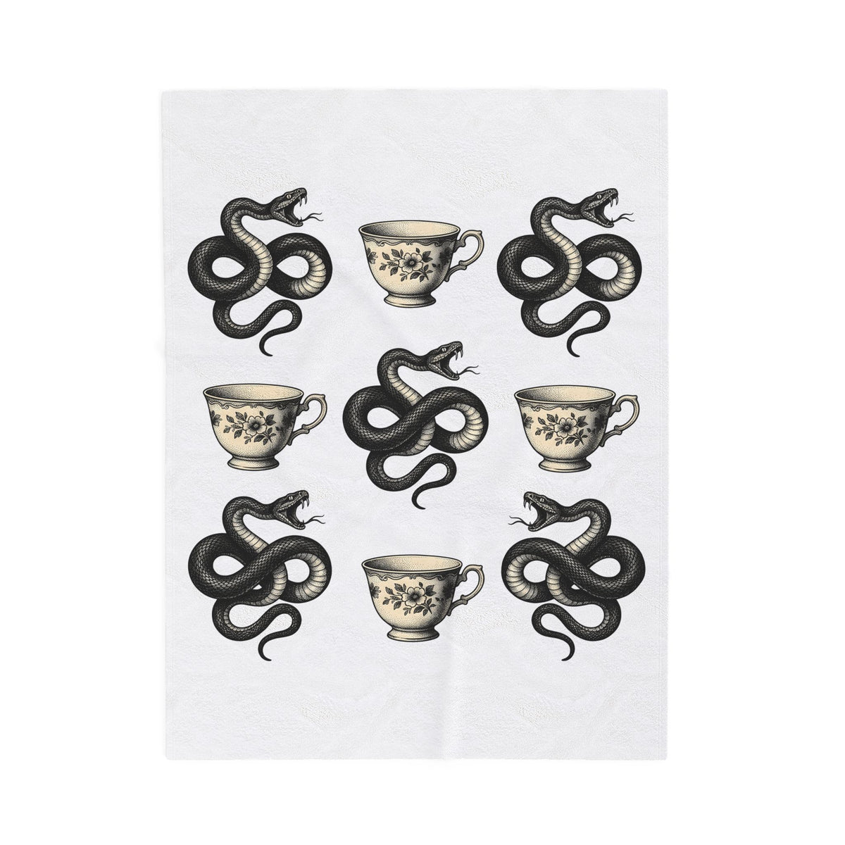 Serpent Tea Cup Blanket Boho Chic Magic Gift Women Retro Blanket Tea Cup Blanket Hippie Fan Vintage Blanket Mystical Graphic Dark Flower Blanket Blanket