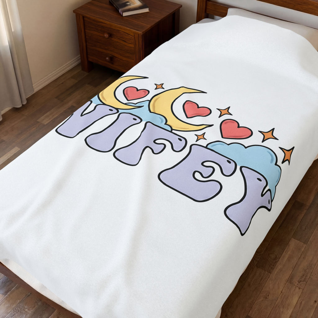 Moon Love Clouds Blanket Mom Wedding Gift Women Fairy Tale Blanket Lunar Blanket Mother Enthusiast Mythical Blanket Bridal Graphic Vintage Sparkle