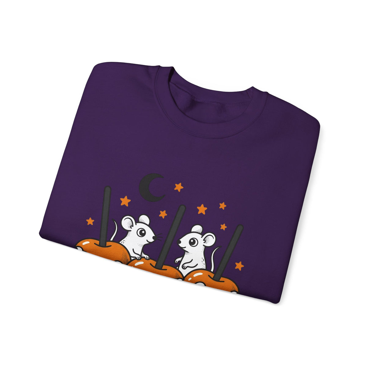 Caramel Apples Mice Sweatshirt Halloween Autumn Gift Women Comic Sweatshirt Candy Apples Sweatshirt Horror Fan Cartoon Sweatshirt Fall Graphic Retro Crescent
