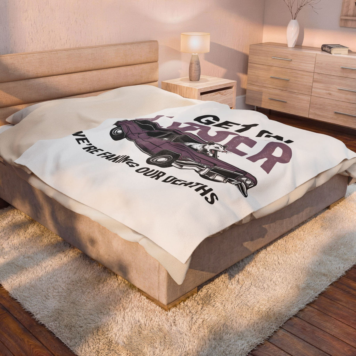 Opossum Hearse Blanket Funny Critter Gift Women Historic Blanket Hearse Blanket Humor Fan Vintage Blanket Animal Graphic Classic Automobile Blanket