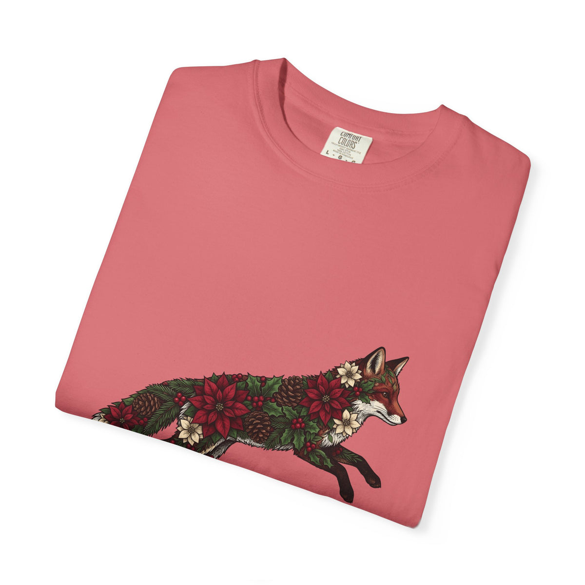 Fox Flower Holiday Winter Gift Floral Flower Christmas Fan Floral Snowflake Retro Pine Cone T-Shirt