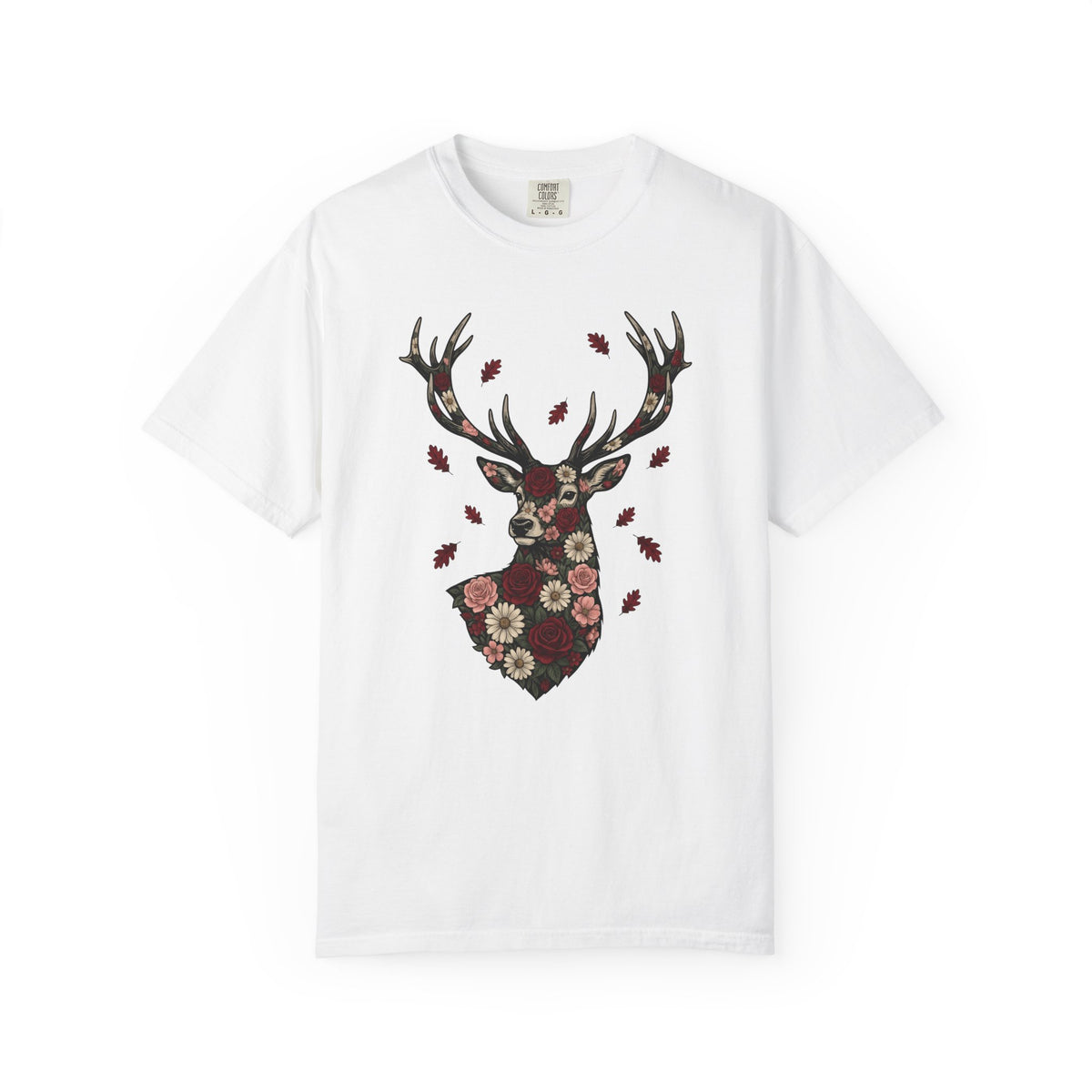 Flower Stag T-Shirt St. Valentine's Day Wildlife Gift Women Rustic T-Shirt Deer T-Shirt Valentine Fan Vintage T-Shirt Animal Graphic Retro Garden