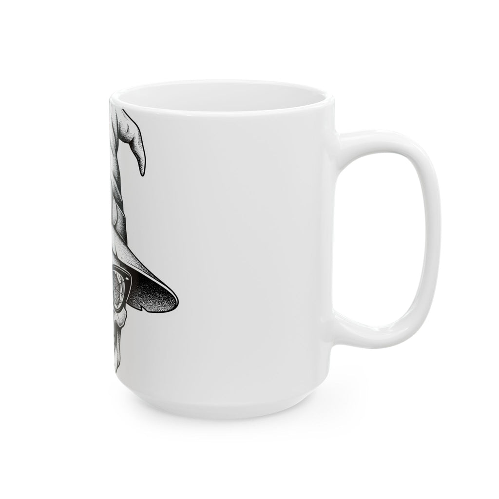 Skeleton Witch Hat Mug Halloween Dark Gift Women Traditional Tattoo Mug Witch Hat Mug Horror Fan Tattooed Mug