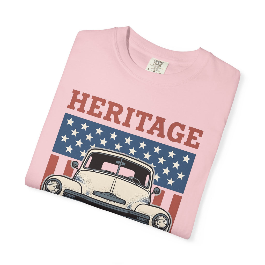Antique Lorry T-Shirt America Liberty Gift Women Retro T-Shirt Truck T-Shirt Patriot Enthusiast Vintage T-Shirt Freedom Graphic Line Art Flag