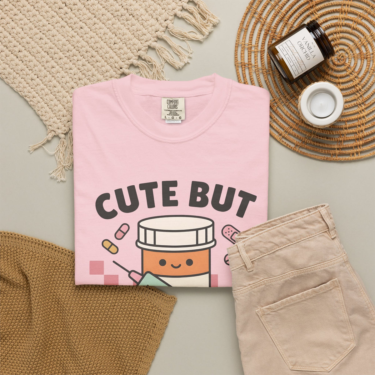 Pill Bottle Syringe T-Shirt Nurses Medical Gift Women Kawaii T-Shirt Medication T-Shirt Nurse Enthusiast Cute T-Shirt Healthcare Graphic Cartoon