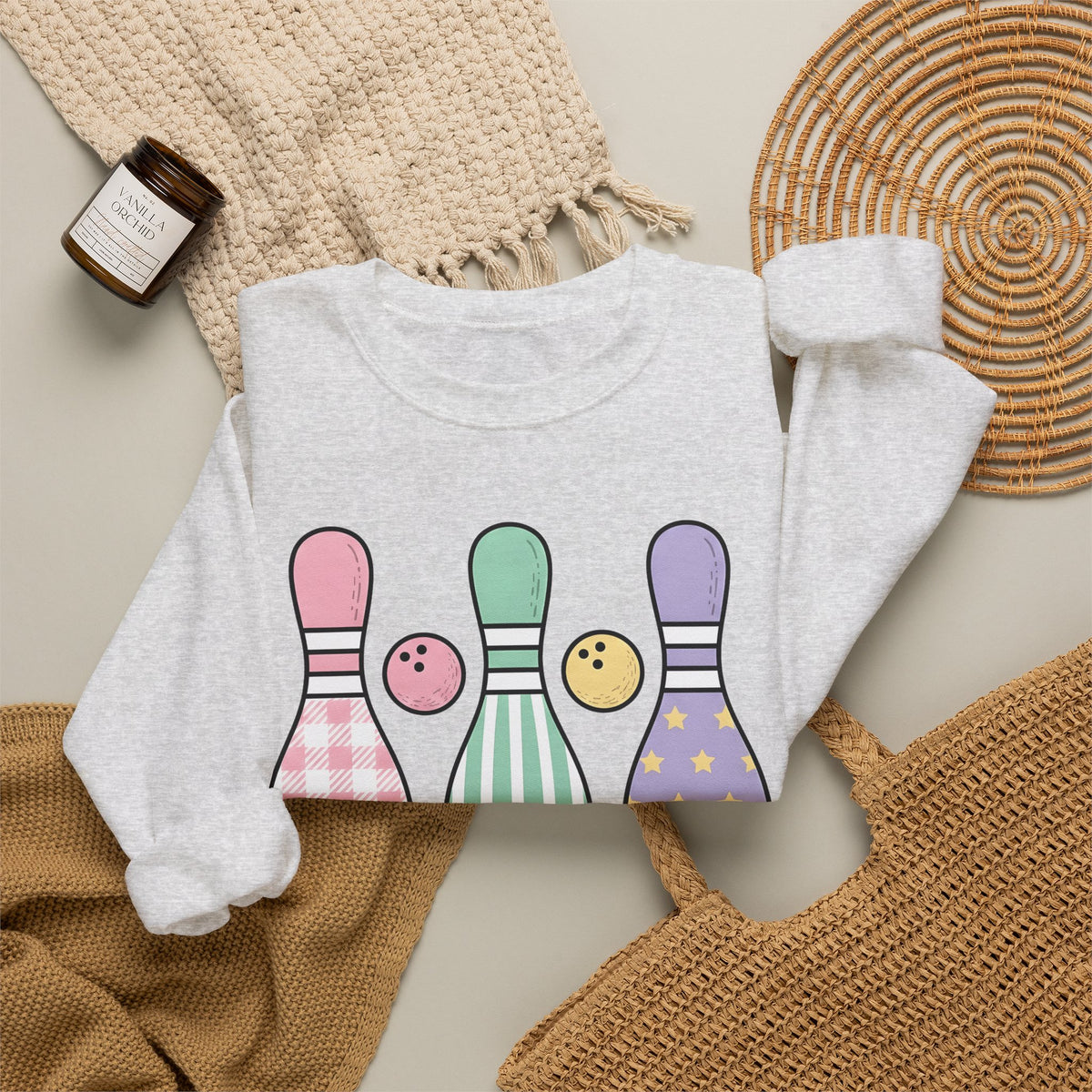 Bowling Pins Sweatshirt Bowling Activity Gift Women Line Art Sweatshirt Tenpins Sweatshirt Bowling Fan Bowling Illustrations Sweatshirt Marker Bowling Ball