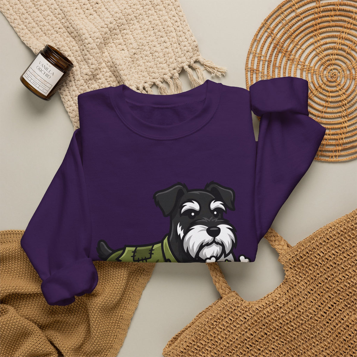 Schnauzer Pet Sweatshirt Halloween Animal Gift Women Animated Sweatshirt Dog Sweatshirt Horror Fan Cartoon Sweatshirt Creature Graphic Classic Candy Container