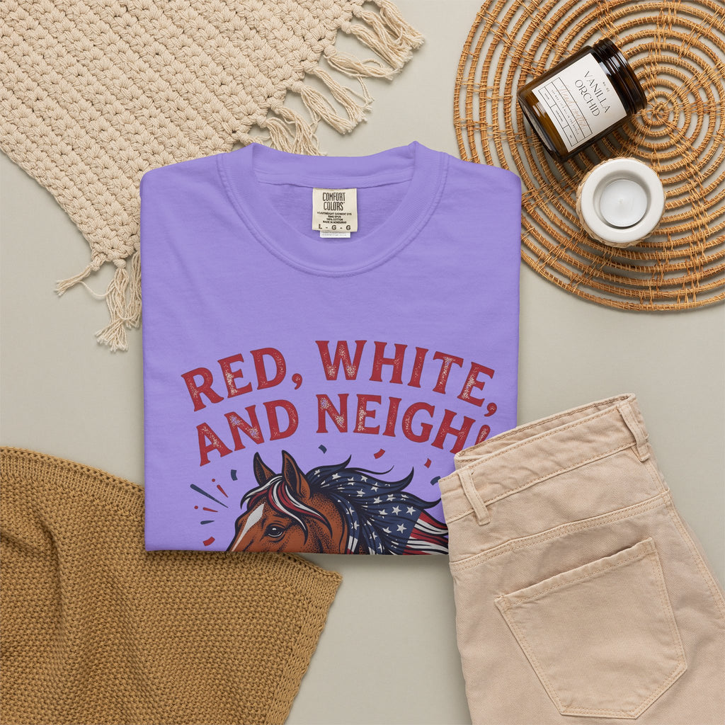 American Horse T-Shirt 4th Of July Wildlife Gift Women Retro T-Shirt Mustang T-Shirt Independence Fan Vintage T-Shirt Animal Graphic Sketch