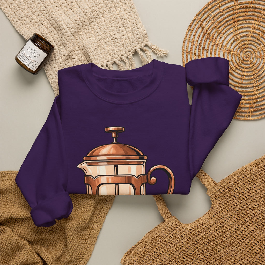 French Press Sweatshirt Coffee Bakeware Gift Women Line Art Sweatshirt Cafetiere Sweatshirt Coffee Fan Baking Graphic Sweatshirt Watercolor Coffee Sweatshirt