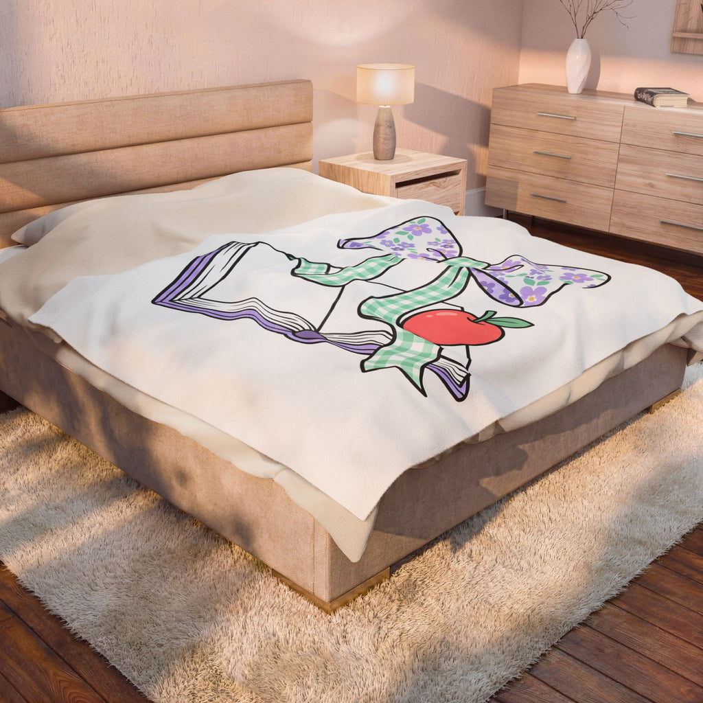 Reading Bow Blanket Teachers Education Gift Women Cute Blanket Reading Bow Blanket Teacher Enthusiast Adorable Blanket Learning Graphic Muted Fruit