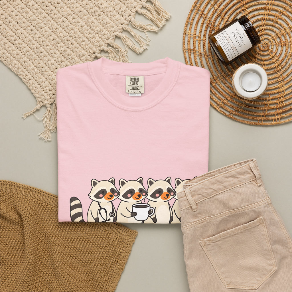 Raccoon Family T-Shirt Nurses Creatures Gift Women Lovable T-Shirt Trash Panda T-Shirt Nurse Enthusiast Cute T-Shirt Wildlife Graphic Animated