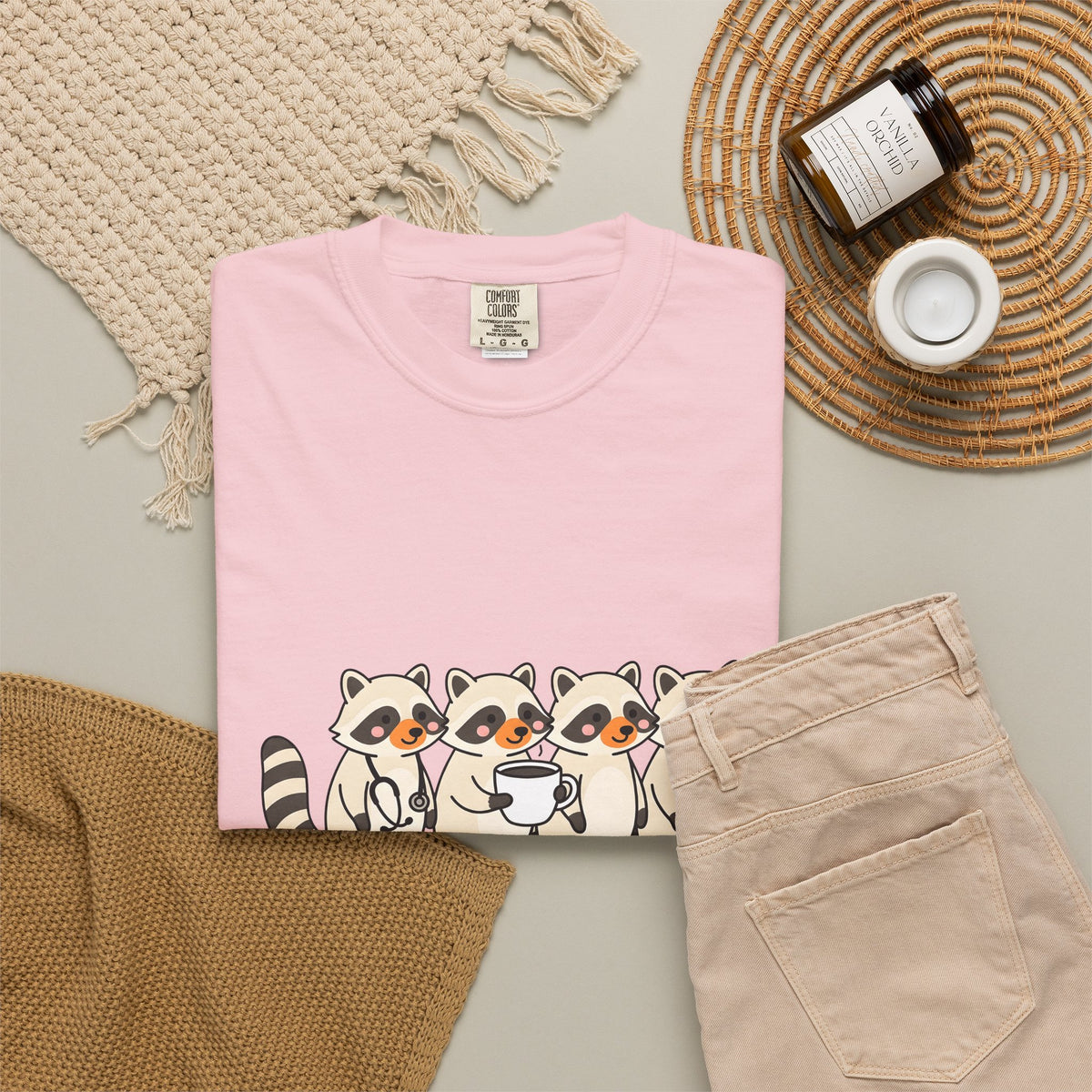 Raccoon Family T-Shirt Nurses Creatures Gift Women Lovable T-Shirt Trash Panda T-Shirt Nurse Enthusiast Cute T-Shirt Wildlife Graphic Animated