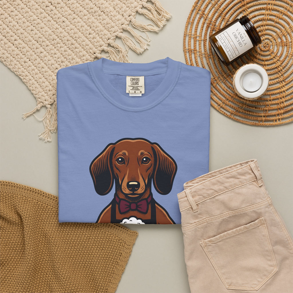 Dachshund Beer T-Shirt Dog Humor Gift Women Cartoon T-Shirt Wiener Dog T-Shirt Dog Fan Comic T-Shirt Funny Graphic Vintage Bow Tie T-Shirt