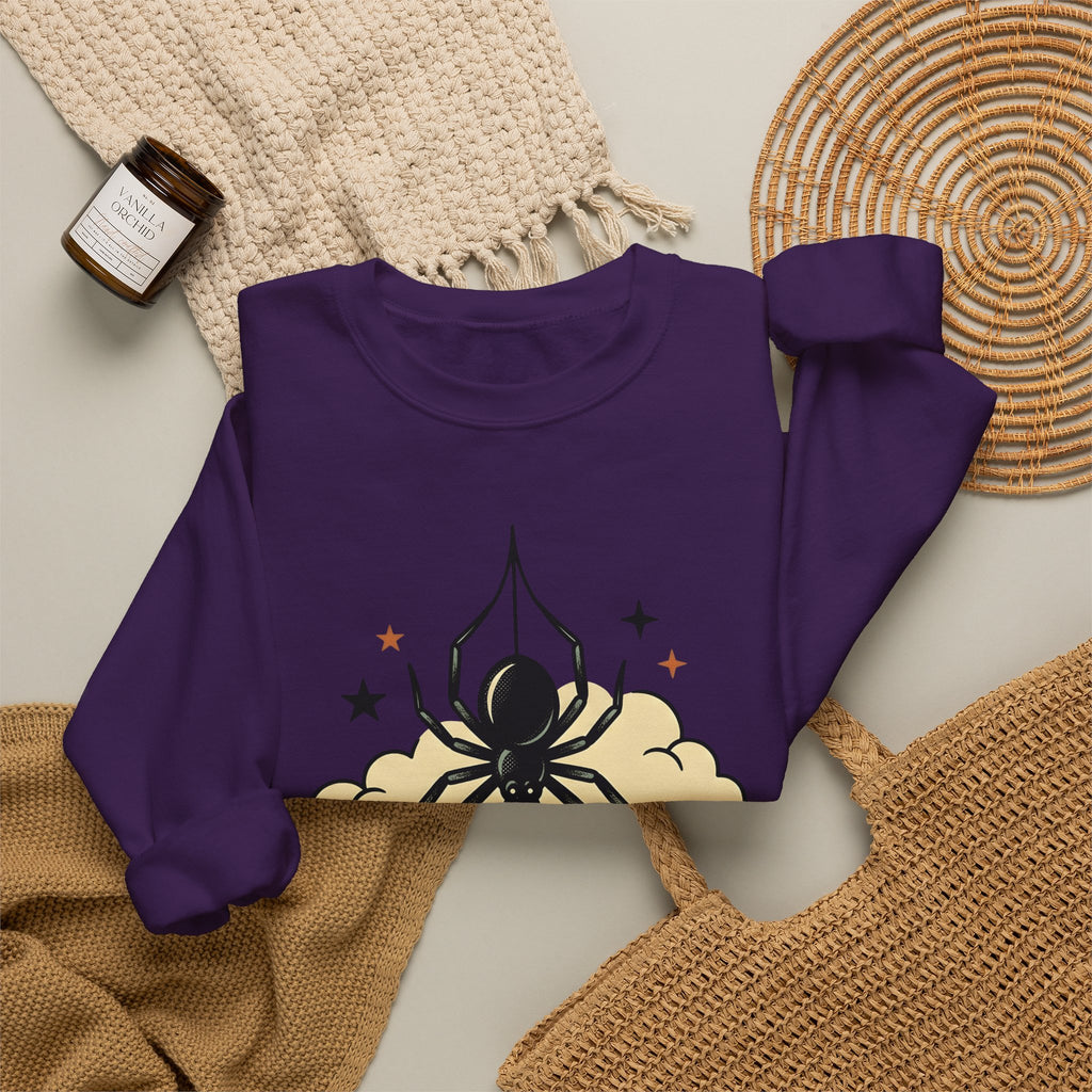 Spider Flask Sweatshirt Halloween Eerie Gift Women Typography Sweatshirt Flask Sweatshirt Horror Fan Gothic Sweatshirt Spooky Graphic Classic Glitter Sweatshirt
