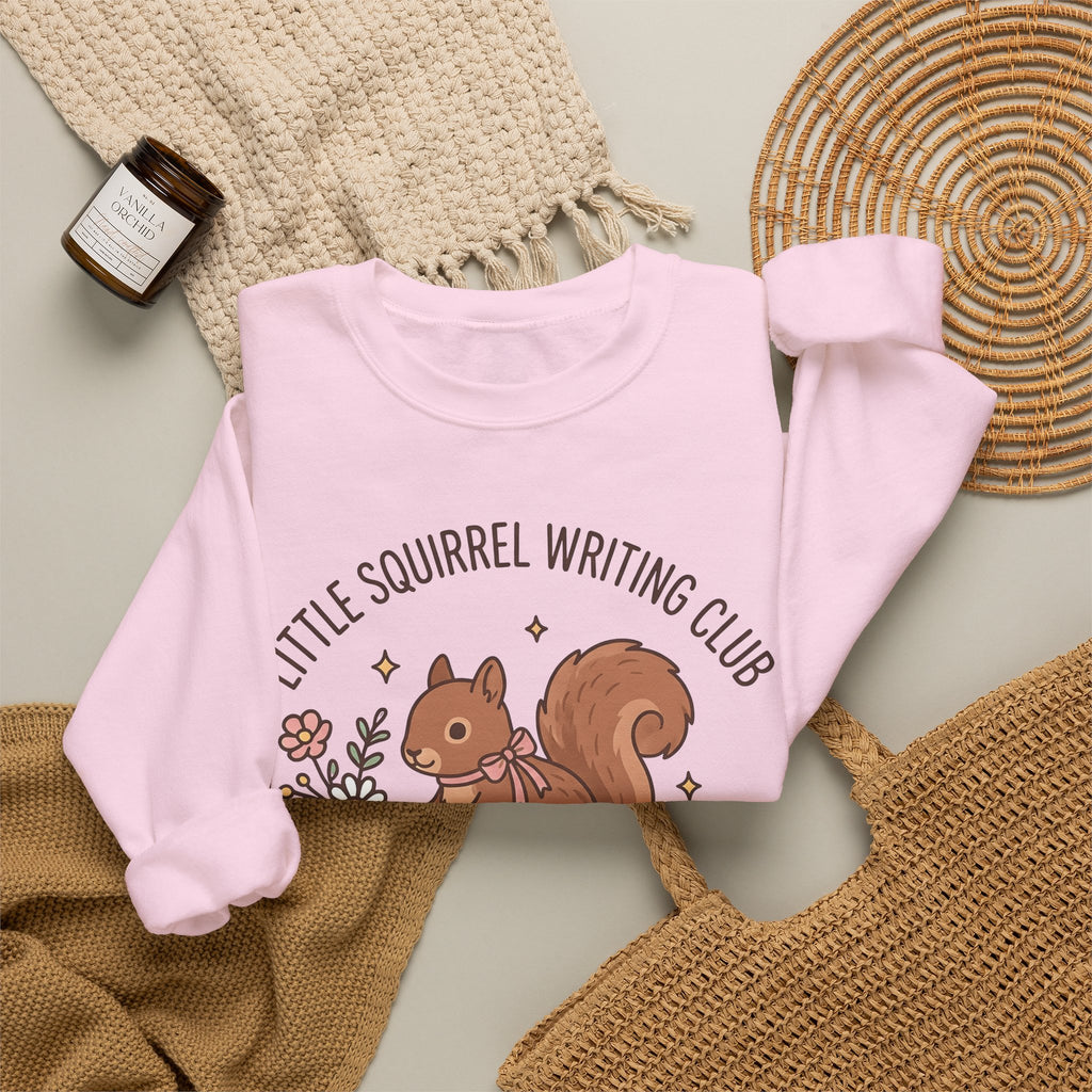 Squirrel Tower Papers Sweatshirt Writing Critter Gift Women Playful Sweatshirt Paper Tower Sweatshirt Author Fan Stationery Sweatshirt Animal Graphic Line Art
