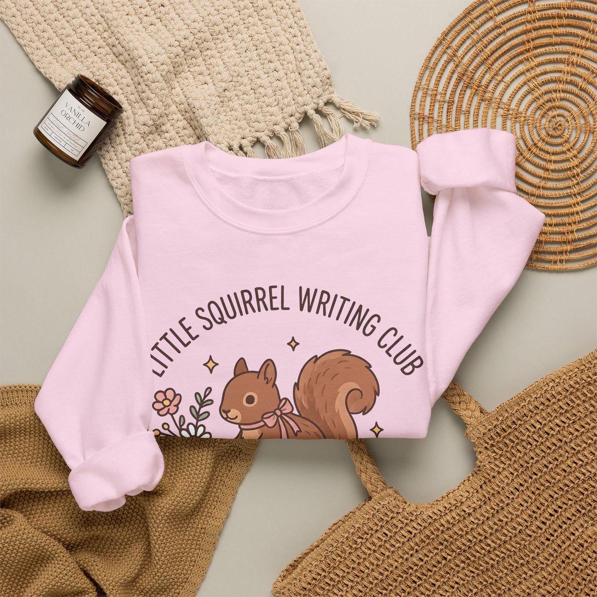 Squirrel Tower Papers Sweatshirt Writing Critter Gift Women Playful Sweatshirt Paper Tower Sweatshirt Author Fan Stationery Sweatshirt Animal Graphic Line Art