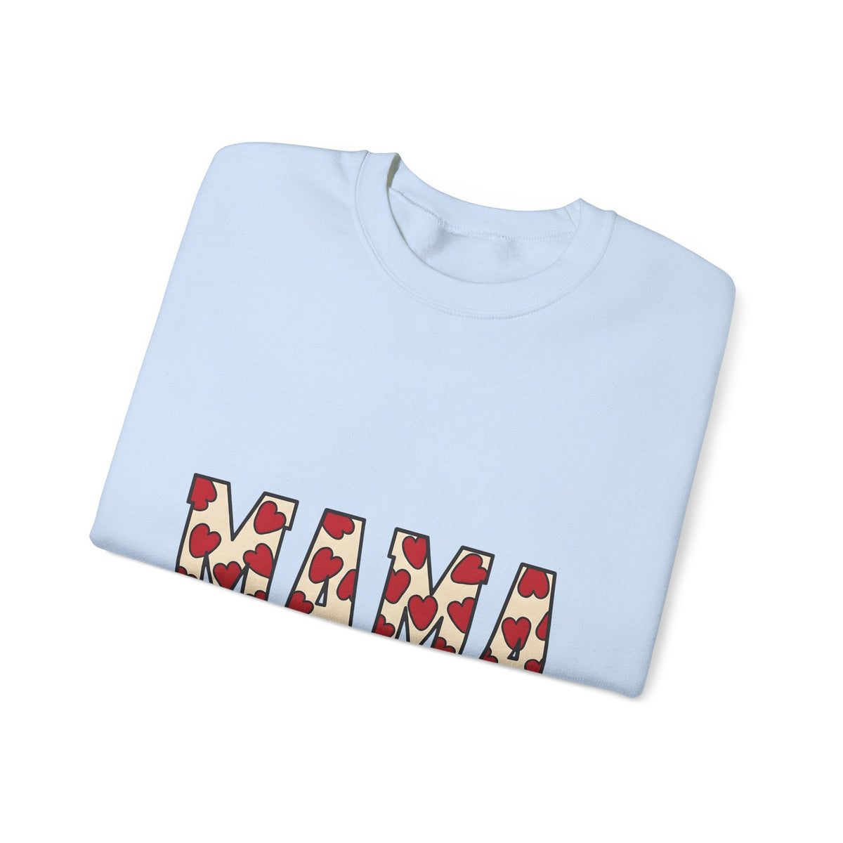 Heart Pattern Text Sweatshirt Moms Family Gift Women Bold Sweatshirt Typography Sweatshirt Motherhood Fan Graphic Sweatshirt Clan Graphic Retro Red Hearts